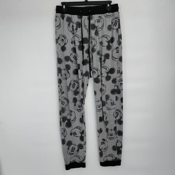 Disney Mickey Mouse Allover Print Hi-Rise Pull-On Jogger Pants Medium Women Gray - Picture 1 of 11